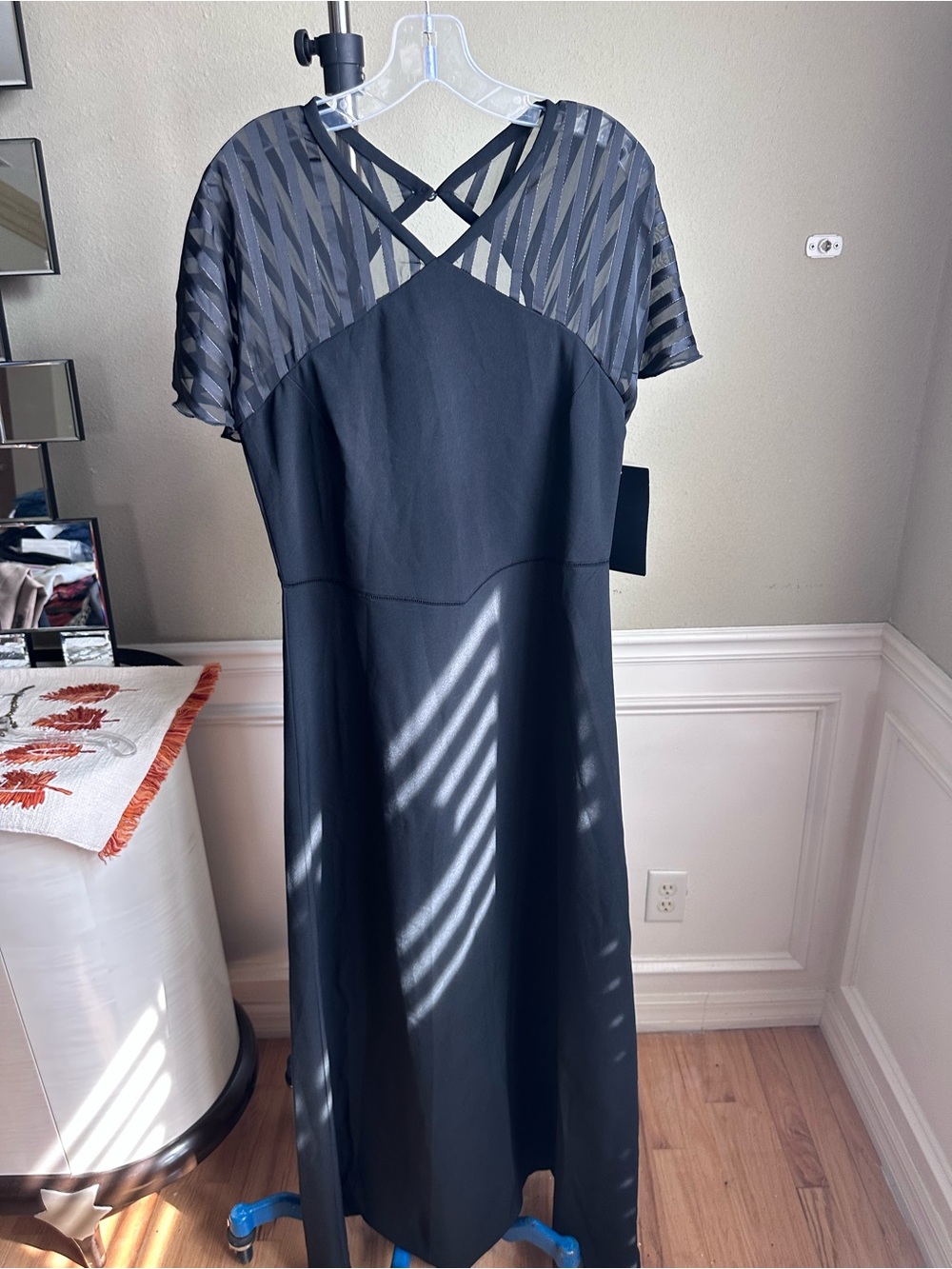 Tuckernuck Black Maxi Dress with Sheer Striped Yoke